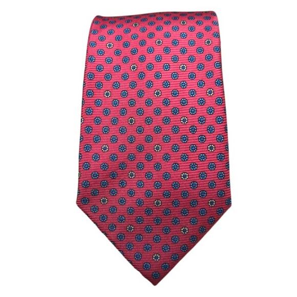 Black Brown 1826 All Silk Red Tie Micro Floral Print - Picture 1 of 6